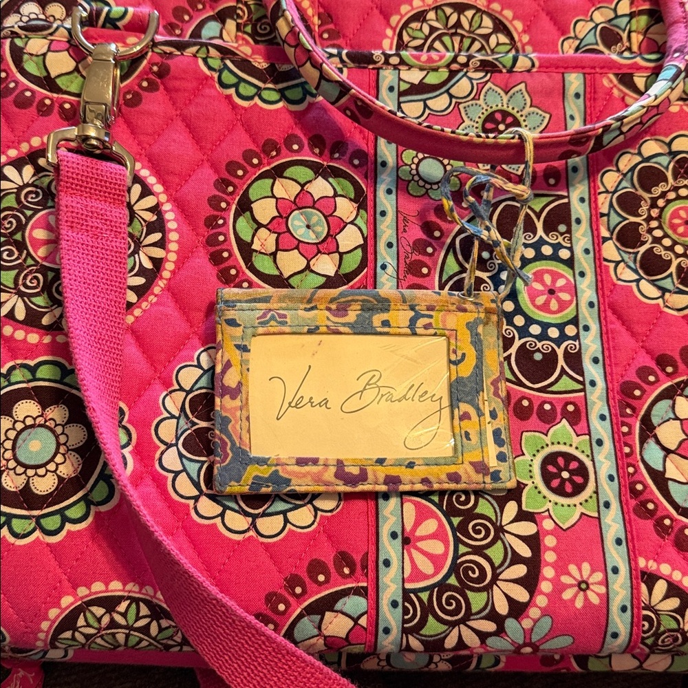 Vera Bradley Pink and Brown Patterned Travel Bag